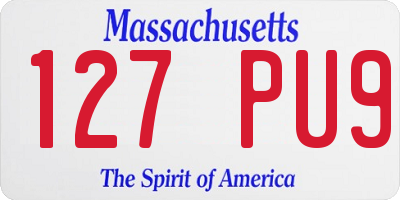 MA license plate 127PU9