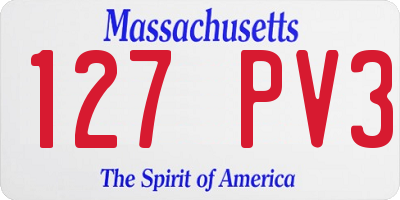 MA license plate 127PV3
