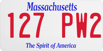 MA license plate 127PW2