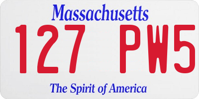 MA license plate 127PW5