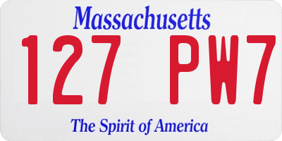 MA license plate 127PW7