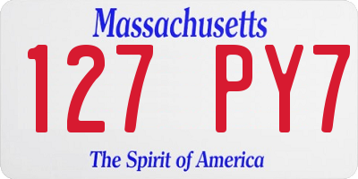 MA license plate 127PY7