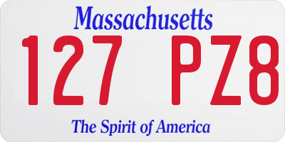 MA license plate 127PZ8