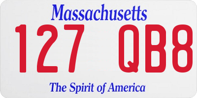 MA license plate 127QB8