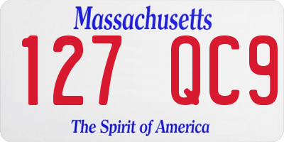 MA license plate 127QC9