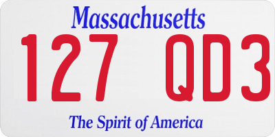 MA license plate 127QD3