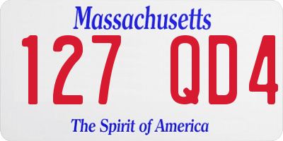 MA license plate 127QD4