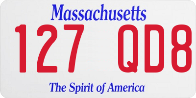 MA license plate 127QD8