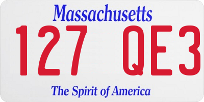MA license plate 127QE3