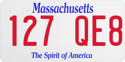MA license plate 127QE8