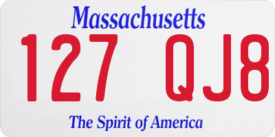 MA license plate 127QJ8