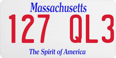 MA license plate 127QL3