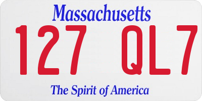 MA license plate 127QL7