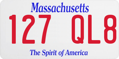 MA license plate 127QL8
