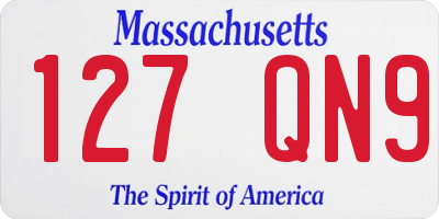 MA license plate 127QN9