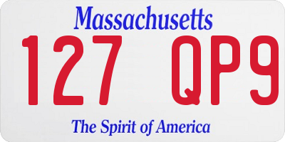 MA license plate 127QP9