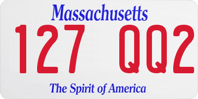 MA license plate 127QQ2