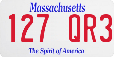MA license plate 127QR3