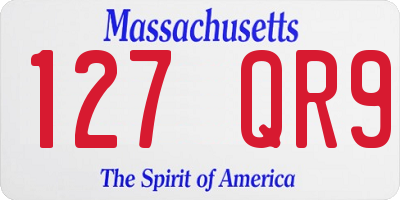 MA license plate 127QR9