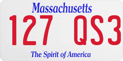 MA license plate 127QS3