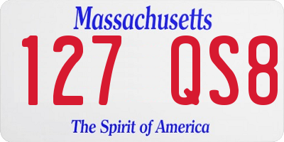 MA license plate 127QS8