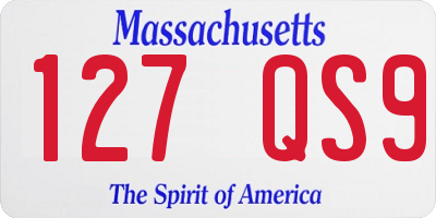 MA license plate 127QS9