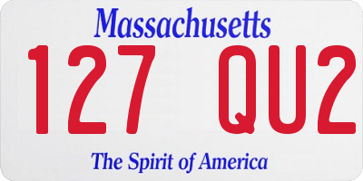 MA license plate 127QU2