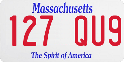 MA license plate 127QU9