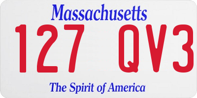 MA license plate 127QV3