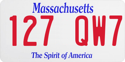 MA license plate 127QW7