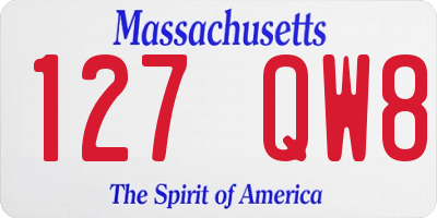 MA license plate 127QW8