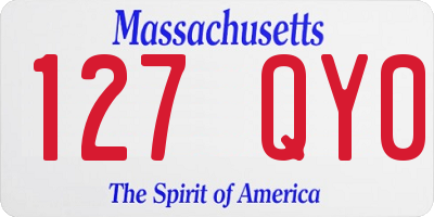 MA license plate 127QY0