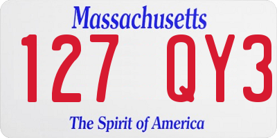 MA license plate 127QY3