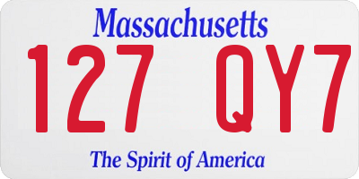 MA license plate 127QY7
