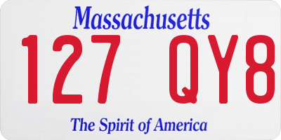MA license plate 127QY8