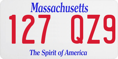 MA license plate 127QZ9