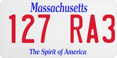 MA license plate 127RA3