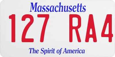 MA license plate 127RA4