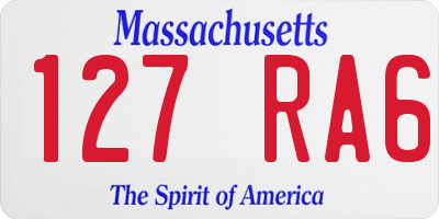 MA license plate 127RA6