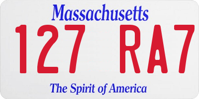 MA license plate 127RA7