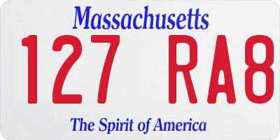 MA license plate 127RA8