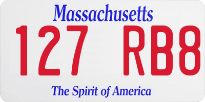 MA license plate 127RB8