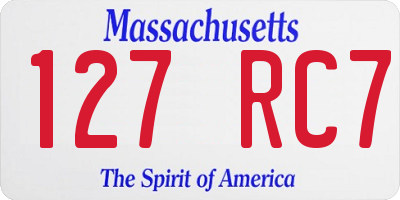 MA license plate 127RC7