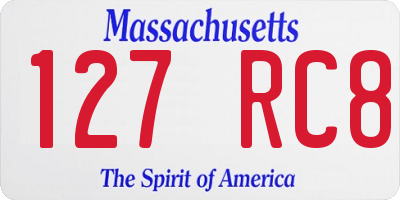 MA license plate 127RC8