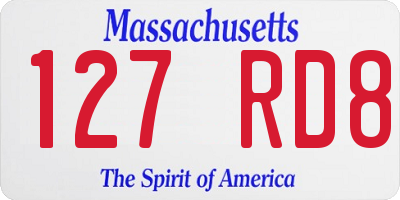 MA license plate 127RD8