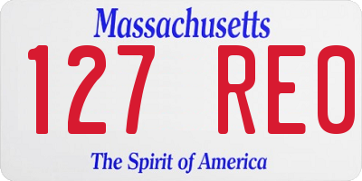 MA license plate 127RE0