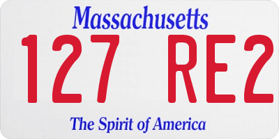 MA license plate 127RE2
