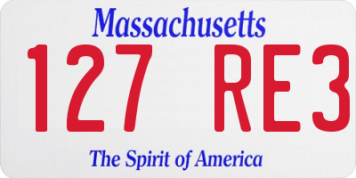 MA license plate 127RE3