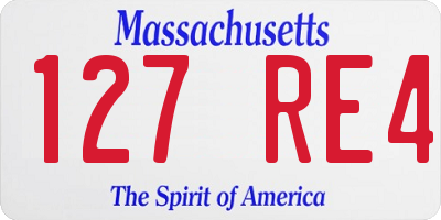 MA license plate 127RE4