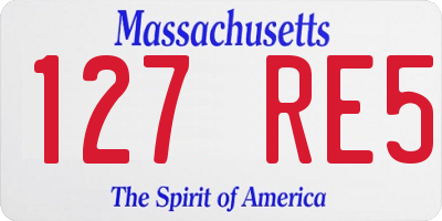MA license plate 127RE5